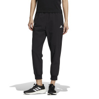 adidas FW22 纯色Logo标志侧袋罗纹裤口束脚运动裤 女款 黑色 HM7080
