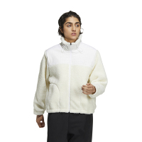 adidas Ust Boa Jacket T2 纯色三条纹拉链立领羊羔绒夹克外套 女款 米白色 HM7099