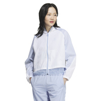 adidas neo 拼色运动连帽夹克外套 女款 淡粉蓝 IA6723