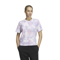 adidas 扎染Logo圆领短袖T恤 女款 浅紫色 HF2490