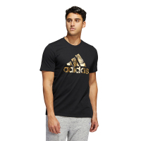 adidas 大Logo印花运动休闲圆领短袖T恤 男款 黑色 HG2178