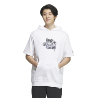 adidas neo 卡通手绘图案印花运动短袖连帽卫衣 男女同款 白色 IA6787