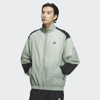 adidas ST GF MH WV JKT 拼色立领休闲夹克外套 男款 绿色 IA6965