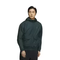 adidas 纯色Logo徽标图案加绒保暖连帽夹克外套 男款 绿色 HN9036