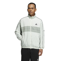 adidas 拼色Logo印花长袖夹克外套 男女同款 亚麻绿 IA9427