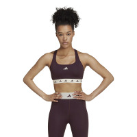 adidas 纯色品牌Logo印花运动内衣 女款 咖啡色 HN7279