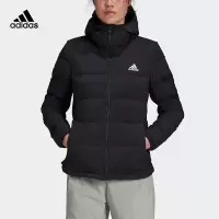 adidas W Helionic S Hj 纯色户外连帽运动羽绒服 女款 黑色 FT2577