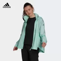 adidas 跑步训练运动可收纳连帽夹克外套 女款 绿色 GJ8367