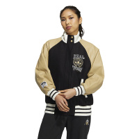adidas originals Logo印花图案立领隐藏式拉链夹克外套 女款 拼色 HS9513