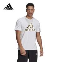 Adidas阿迪达斯短袖T恤男装夏季新款圆领休闲白色运动服半袖 GL3703
