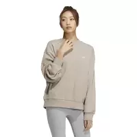 adidas 拼接设计品牌Logo刺绣圆领套头长袖卫衣 女款 灰色 IC8131