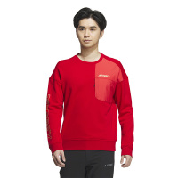 adidasLogo字母图案印花圆领套头长袖卫衣 男款 红色新年推荐 IP9948