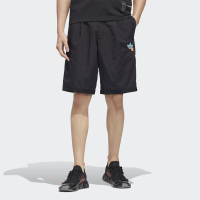 adidas originals 纯色Logo图案直筒运动短裤 男款 黑色 HM8037