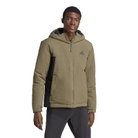 adidas 拼接拉链连帽棉服 男款 岩层橄榄绿 HM2264