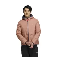 adidas 字母Logo印花连帽两面穿运动棉服外套 男款 岩层土褐色 HY7220