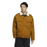 adidas neo 拼色长袖棉服外套 男女同款 棕色 IJ6615