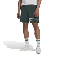 adidas originals 撞色条纹抽绳直筒短裤 男款 绿色 HR8652