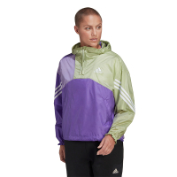 adidas 撞色Logo条纹运动休闲连帽夹克外套 女款 紫色 H48581