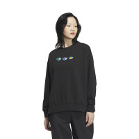 adidas originals 情人节特别系列 爱心Logo圆领套头长袖卫衣 女款 黑色 情人节推荐 IK8661