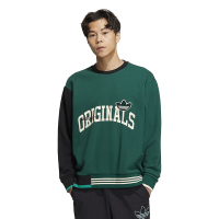 adidas originals Logo图案圆领套头长袖卫衣 男款 深绿色 HZ8923