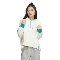 adidas originals 拼色品牌印花Logo抽绳长袖卫衣 女款 白色 IC8136