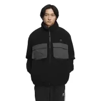 adidas originals 纯色运动仿羊羔绒夹克外套 男款 黑色 IC8162