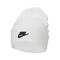 Nike 耐克帽子冬季新款白色简约休闲保暖翻边针织毛线运动帽 FB6528-121