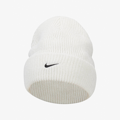 Nike 耐克帽子冬季新款白色简约休闲保暖翻边针织毛线运动帽 FB6529-121