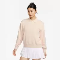 Nike耐克女子针织长袖2023冬新款运动休闲粉色翻领卫衣FZ4338-126