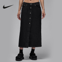 Nike 耐克Jordan女士中腰纽扣休闲牛仔半身裙FV7096-010
