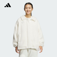 Adidas阿迪达斯女子外套2024冬季新款保暖宽松仿羊羔绒夹克JJ3575