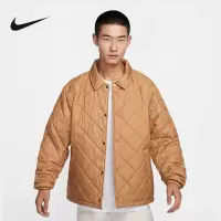 NIKE耐克薄棉服男2024冬新款翻领棉衣运动夹克保暖外套FZ0635-224