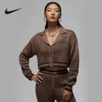 Nike耐克女子柔软针织翻领毛线衣2024冬季运动夹克外套FZ4196-223