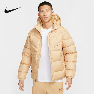 Nike耐克短款羽绒服男冬季风行者拒水外套连帽保暖背标夹克HQ4183-233