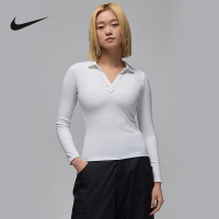 Jordan耐克女子长袖针织上衣冬新款翻领修身V领POLO衫FV7192-100