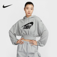 Nike耐克女子卫衣2024冬OVERSIZE风短款毛圈套头连帽衫FV7778-063