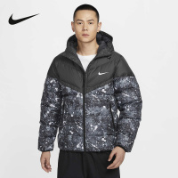 Nike耐克羽绒服男冬新款防风拒水连帽夹克拼接印花外套HQ4184-010