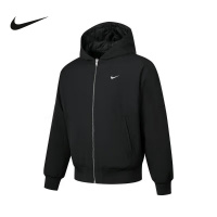 NIKE耐克外套女运动上衣黑色连帽开衫夹克两面穿薄棉服HJ0961-010