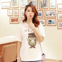 佑娜孕妇装夏装短袖T恤猫头鹰拼接印花2014新款韩版孕妇上衣Y6142