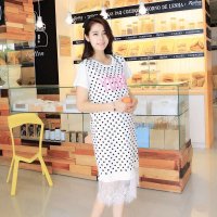 佑娜 孕妇裙韩国孕妇连衣裙2014夏装时尚新款波点蕾丝 孕妇长裙Y6280