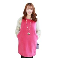 佑娜 秋季孕妇装孕妇上衣中长款无袖孕妇毛呢马甲孕妇装时尚新款 3258