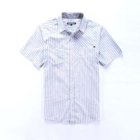 DUNKELVOLK潮牌衬衫 潮男短袖条纹短袖衬衫 夏季青年休闲纯棉衬衫