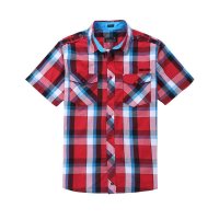 DUNKELVOLK潮牌衬衫 青年休闲短袖衬衫 男士方领 双口袋格子免洗衬衫棉