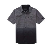 DUNKELVOLK潮牌衬衫 潮男蓝色方领短袖衬衫 青春休闲渐变夏装纯棉衬衫