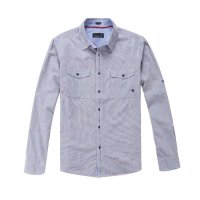 DUNKELVOLK潮牌衬衫 潮流男士方领长袖衬衫 春秋款休闲纯棉长袖直筒衬衫