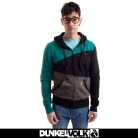 DUNKELVOLK/达克沃潮牌男装 潮男时尚个性拼色男式连帽卫衣 加厚加绒卫衣外套 男式开衫外套