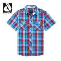 DUNKELVOLK潮牌男装 个性翻领青年男式水洗衬衫 潮男格子短袖全棉衬衫