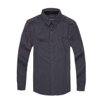 DUNKELVOLK 潮牌纯棉条纹男式衬衫 商务休闲立领衫衣纯棉 潮 男