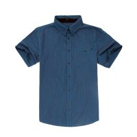 DUNKELVOLK潮牌男装衬衫 夏装男士条纹短袖衬衣 商务休闲 纯色立领衬衫纯棉 包邮