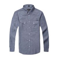 DUNKELVOLK 春秋款潮品时尚纯色小立领 棉质长袖衬衫 潮 包邮